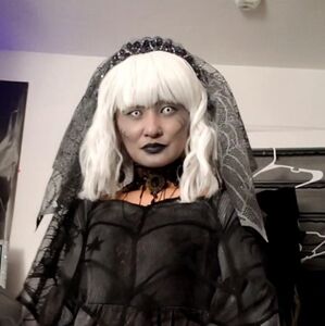 Black and White Gothic Costume with Veil